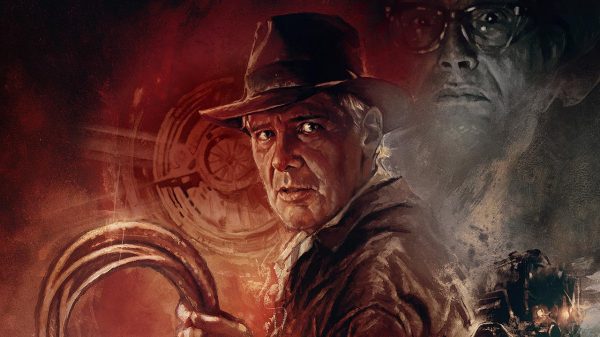 Harrison Ford no pôster de "Indiana Jones e a Relíquia do Destino"