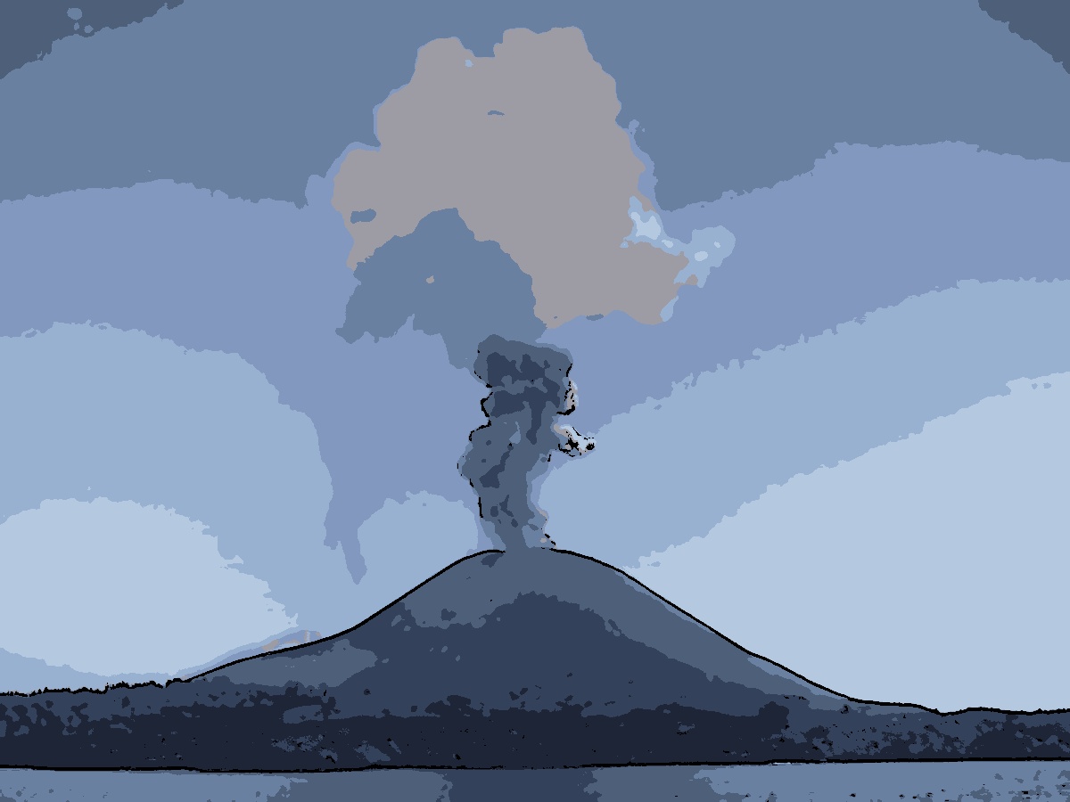 Explosão do vulcão Krakatoa que provocou impactos em todo mundo (Reproducão)