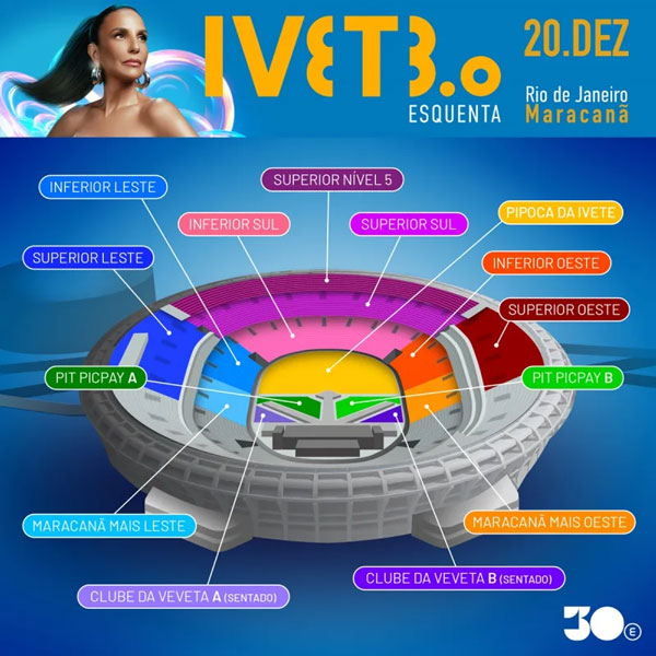 mapa show de Ivete no Maracanã