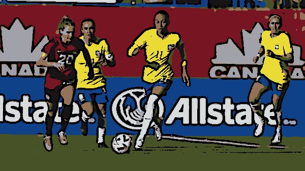 Brasil x Canadá em ação durante amistoso