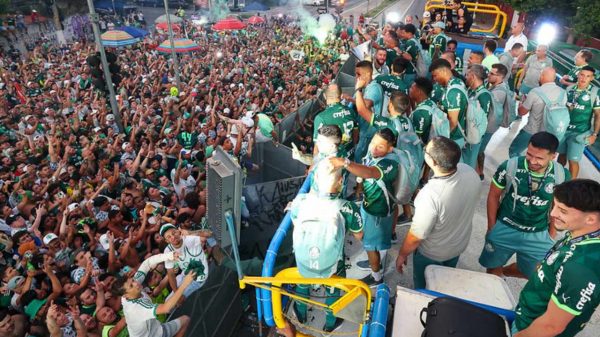 Palmeiras comemorando com a torcida