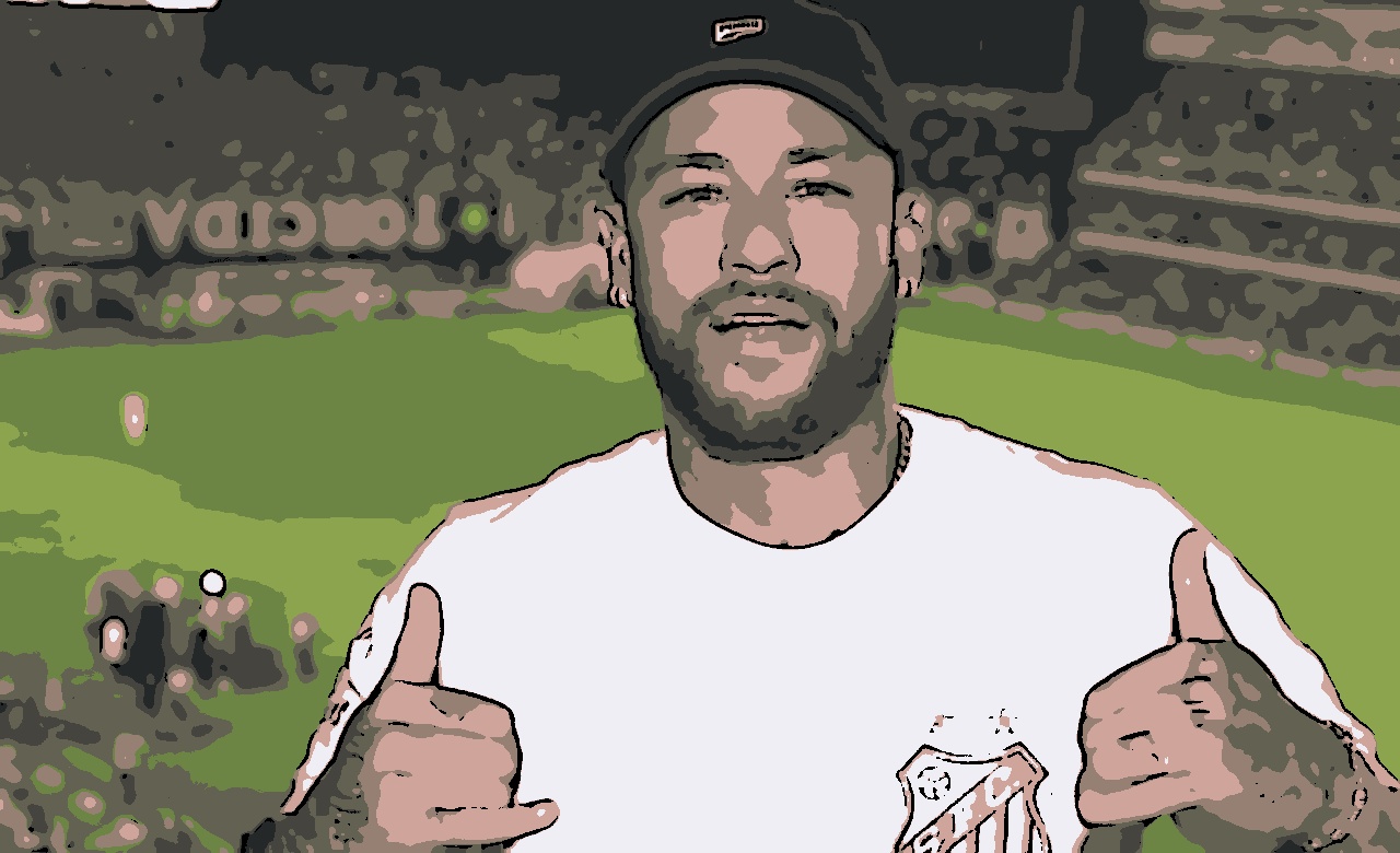 Neymar esteve na Vila Belmiro