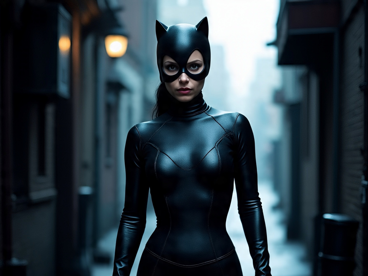 Morena Baccarin como Mulher Gato de Batman (Foto: ArteAI)